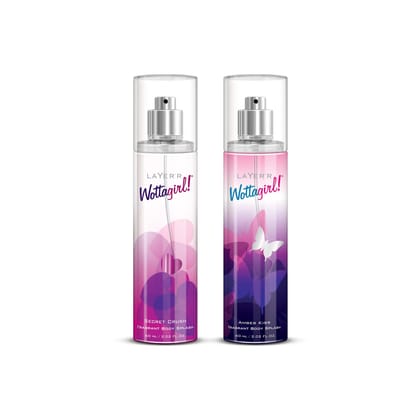 Wottagirl Secret Crush & Amber Kiss Body Splash Combo | Body Mist for Women | Long-Lasting Fruity, Floral & Musk Fragrance Duo | 60ml x 2 Wottagirl Secret Crush & Amber Kiss Body Splash Combo | Body Mist for Women | Long-Lasting Fruity, Floral & Musk Fra