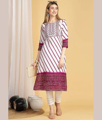 TRAHIMAM Cotton Printed Kurti With Pants Women's Stitched Salwar Suit - Multicolor ( Pack of 1 )