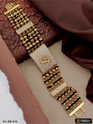 High Quality 5 Line Rudraksh Om Bracelet for Men 01 RB-015-8 inch