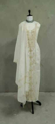 Lucknow Chikankari Hand-Embroidered Mul Cotton Dress Material