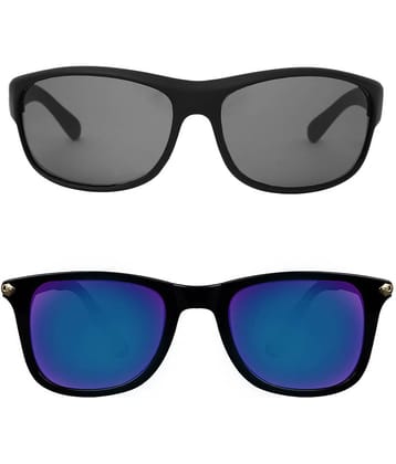 Kanny Devis - Black Rectangular Sunglasses ( Pack of 2 )