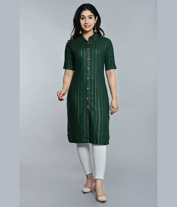 Glorious - Green Rayon Women's Front Slit Kurti ( Pack of 1 )