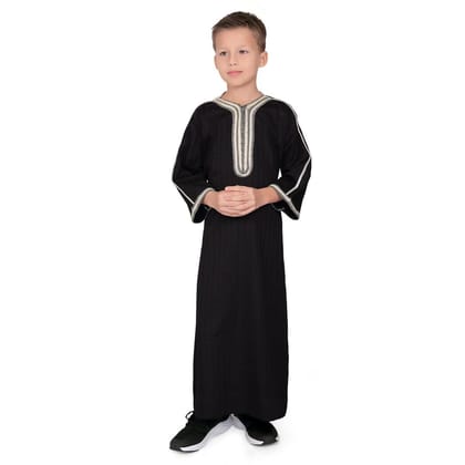 Ezzal  Moroccan Black Thobe for Kids-5