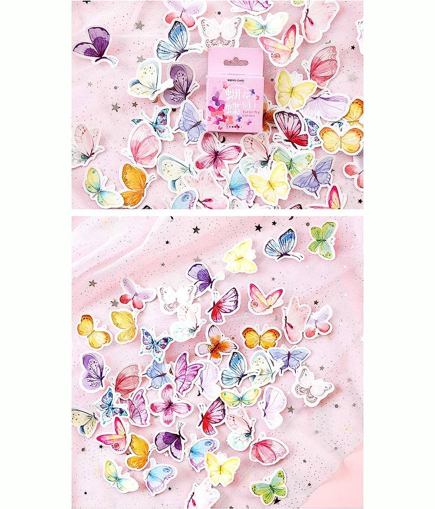 iDream Cute Butterfly Creative Stationery Adhesive Stickers for Kids, Diary, Photo Albums, Scrapbooking etc. (Set of 45)