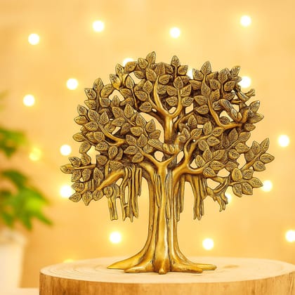 LUXEBERRY Kalpavriksha Brass Tree Home Decor Showpiece Decorative Item for Gift Anniversary, Birthday Housewarming Wealth Good Luck Success Office Diwali Gift Dhanteras (8x3x8.3 in.| Wt 1Kg.)