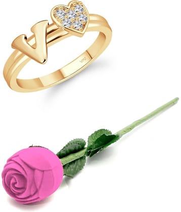 Valentine Initial '' V '' Letter with heart ring alphabet for women and Girls