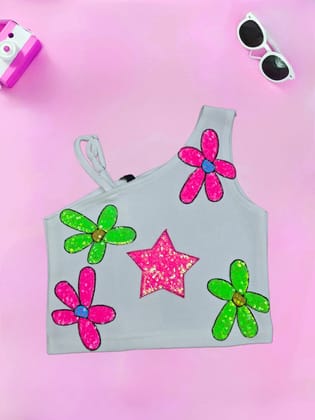Girls Imported One-Shoulder Top[GT-636] [6-13 Year]-5-6Y (Size - 26) / Imported / White