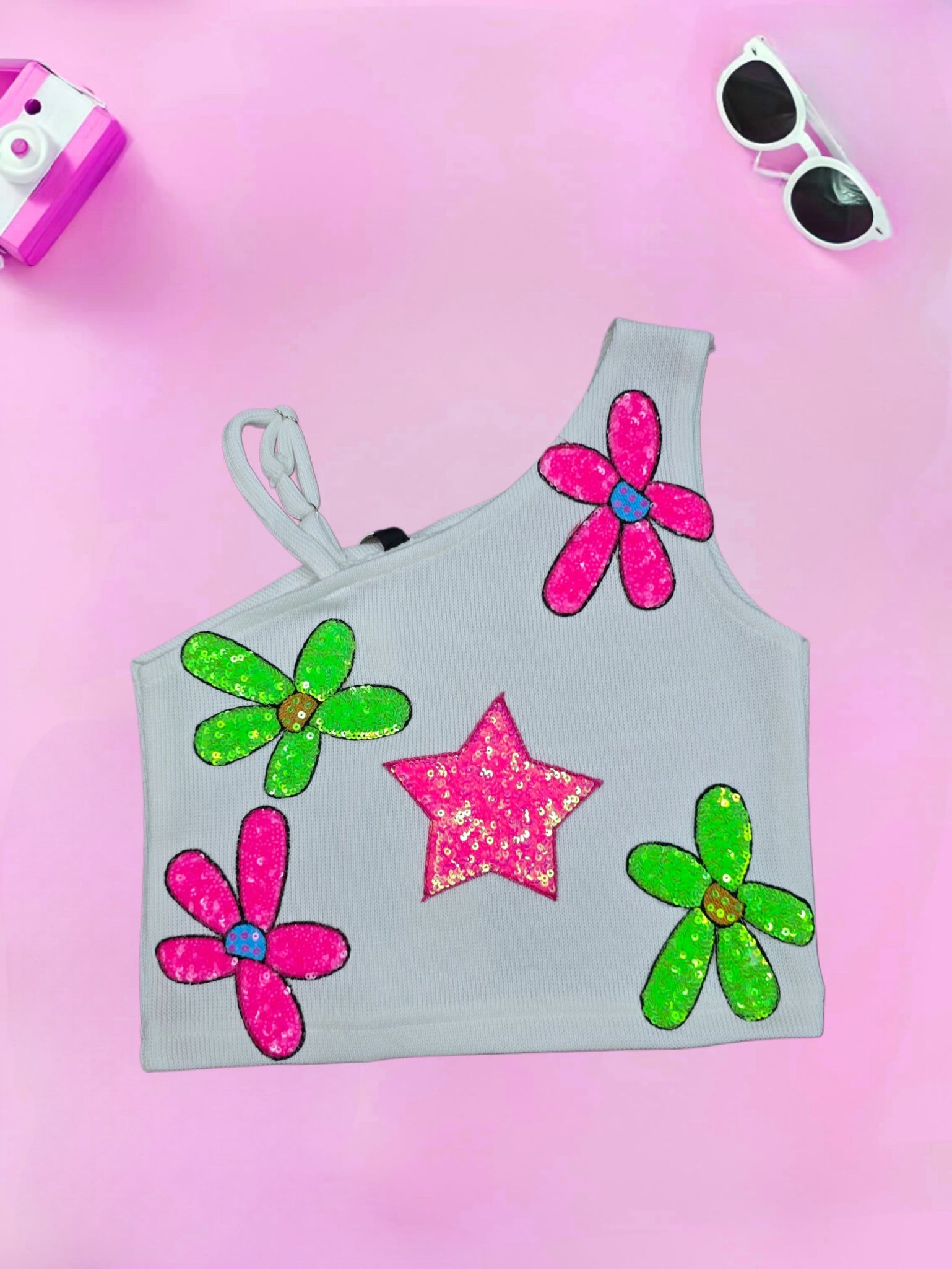 Girls Imported One-Shoulder Top[GT-636] [6-13 Year]-5-6Y (Size - 26) / Imported / White