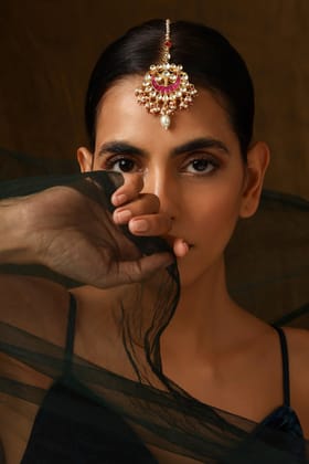 Eham Pink Kundan Maang Tikka-Kundan