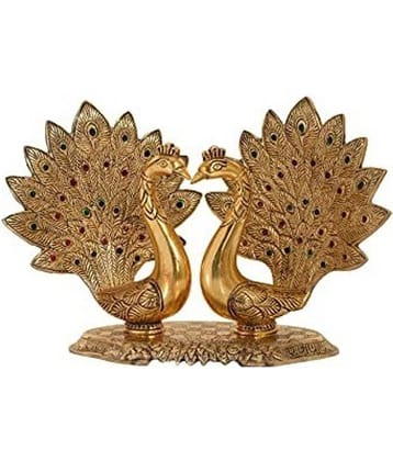 Fashion Bizz Pair Of Kissing Peacock Metal Decorative Showpiece - 17 cm