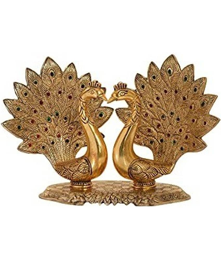 Fashion Bizz Pair Of Kissing Peacock Metal Decorative Showpiece - 17 cm