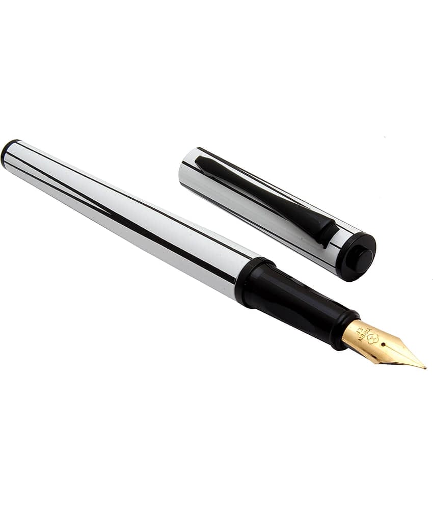 Srpc Yiren 3953 White Color With Black Spiral Lines Metal Body Fountain Pen With Extra Fine Nib