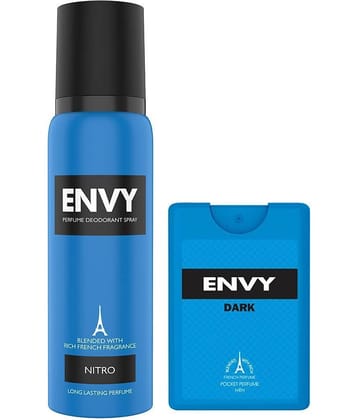 Envy Nitro Deodorant - 120ML & Dark Pocket Perfume - 18ML (Combo Pack of 2)