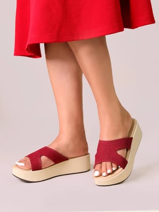 Inaya Maroon Wedge Heels-36 / Maroon