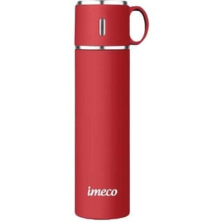 IMECO Eco-Flask Stainless Steel Insulated Water Bottle 500ml (Red), Double Wall Vacuum, Keeps Drinks Hot and Cold
