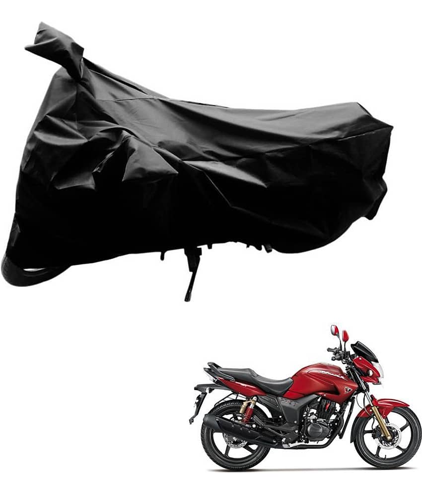 AutoRetail Dust Proof Two Wheeler Polyster Cover for Hero Hunk (Mirror Pocket, Black Color)