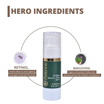 Perenne R-Glow Serum with Retinol & Bakuchiol | Encapsulated Retinol from Korea | Anti-Aging & Skin Firming | Hydrating & Collagen-Boosting | Dermatologically Tested (30ml)-Pack Of 1 (30 ml)