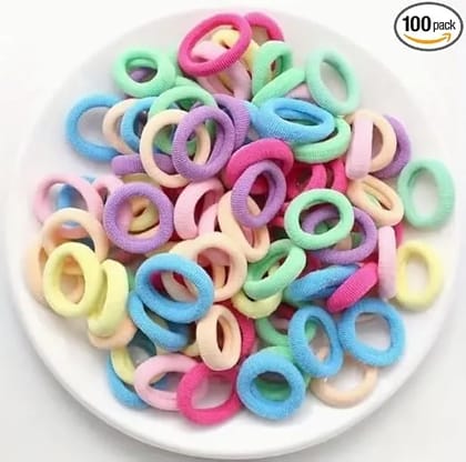 Baby Hair Ties for Girls and Kids Soft Premium Cotton Mini Hair Elastic Rubber Bands Stretchable No Damage Non-Slip Small Ponytail Holder Tiny Hairband (Pastel) (Pack of 100)
