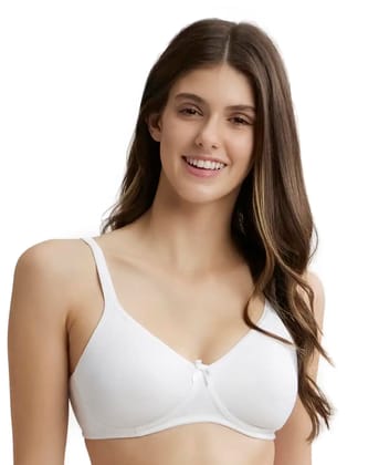Jockey 1722 Women's Wirefree Non Padded Super Combed Cotton Elastane Stretch Medium Coverage Everyday Bra with Concealed Shaper Panel and Adjustable Straps_White_38C Jockey 1722 Women's Wirefree Non Padded Super Combed Cotton Elastane Stretch Medium Cove