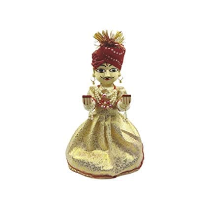 Rajasthani Traditional Handmade Wooden Gangaur and Ishar Idols with Clothing & Jewellery 9 Inch.