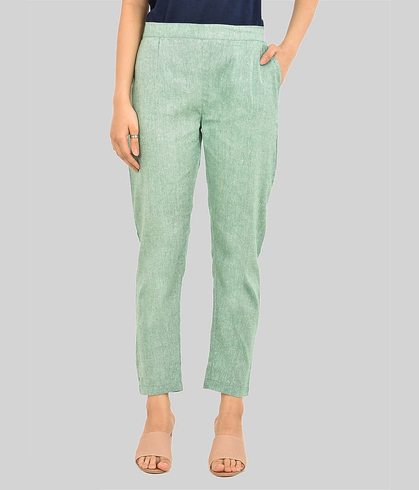 QuaClo - Green Cotton Regular Women's Formal Pants ( Pack of 1 )