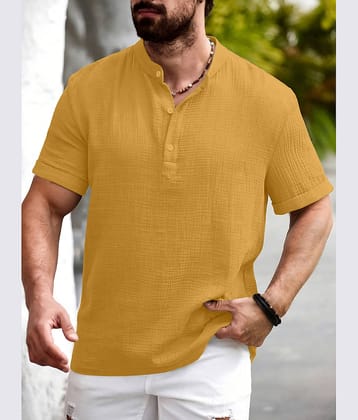 WEBRIC Mustard Cotton Blend Men's Shirt Style Kurta ( Pack of 1 )