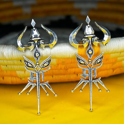 Oxidised Silver Maa Stud Earrings