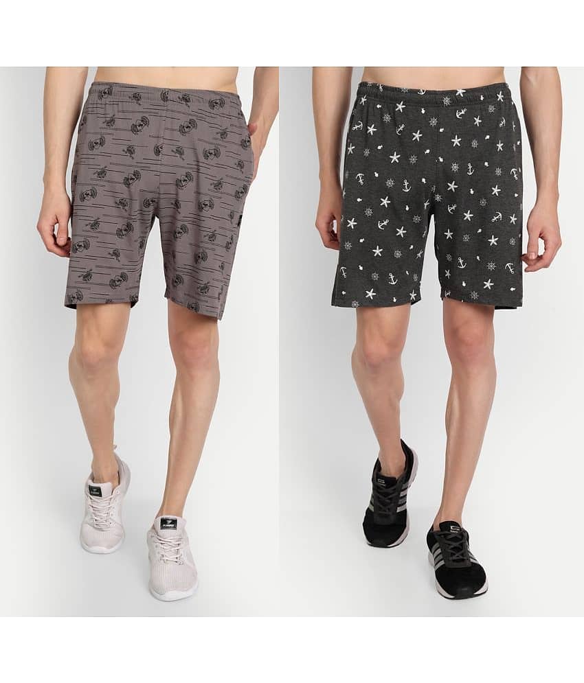 Zeffit - Multicolor Cotton Blend Men's Shorts ( Pack of 2 )