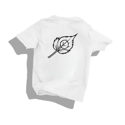 anime leaf- Round Neck Drop Shoulder Graphic Printed Oversized Cotton T-shirt-S / White