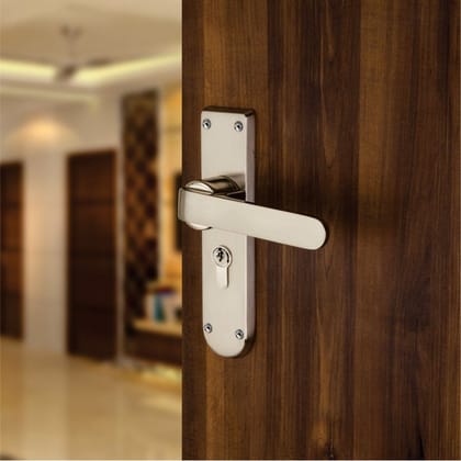 BUCKLER Zinc Alloy-4128-Silver 8 Inch Mortise Handle set-70MM Double Turn Bullet Lock (Silver-Saten)