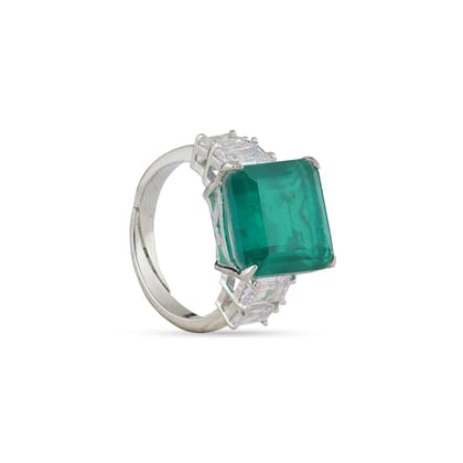 CELESTE - Aqua Green Stone CZ Ring-US 6