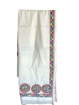Exquisite Bhagapuri Silk Dupatta with Handmade Madhubani Painting, Ideal for Weddings and Cultural Events, Featuring Vibrant Artistic Flair and Intricate Motifs