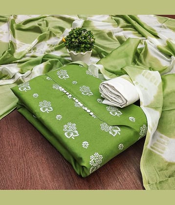 Rangtulika Ethnics Unstitched Cotton Printed Dress Material - Green ( Pack of 1 )