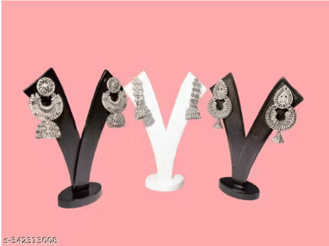 3 beautiful Oxidised earrings | German Silver Earrings | Antique Finishing Earrings for Women & Girls