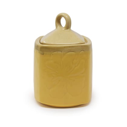 750 ml Square Ceramic Jar with Lid-Yellow