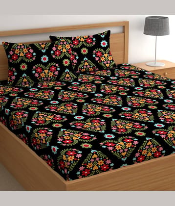CG HOMES Microfiber 1 Double Bedsheet with 2 Pillow Covers ( Multicolor )