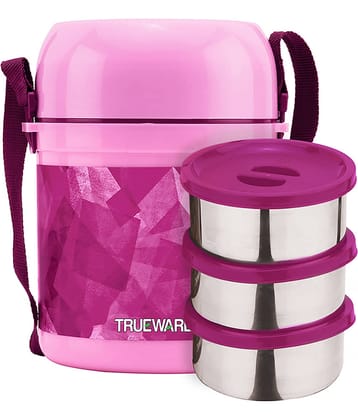 Trueware Office 3 Plastic & Stainless Steel Insulated Lunch Box 3 - Container ( Pack of 1 )