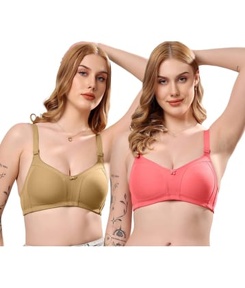 LONDON HILLS Pack of 2 Cotton Blend Non Padded Everyday Bra For Women ( Gold )