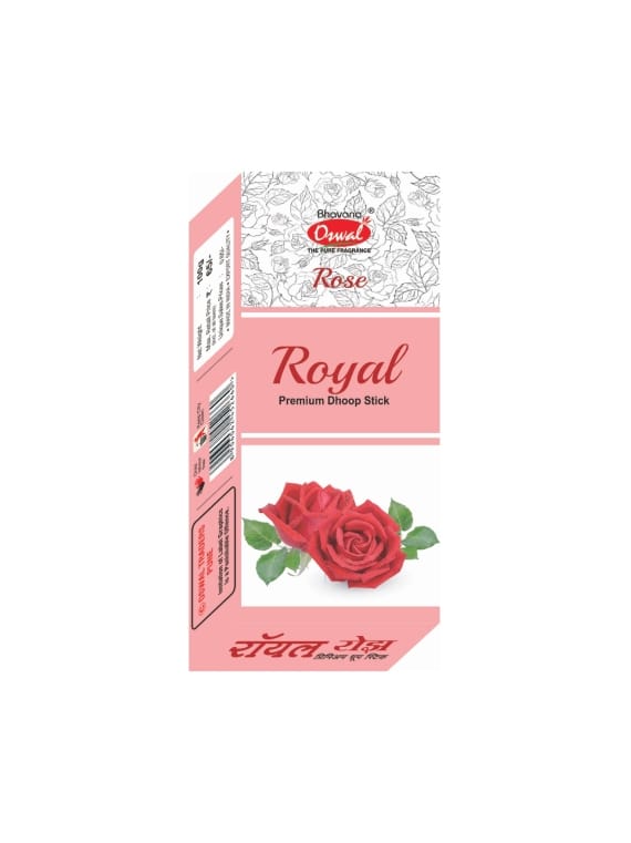Royal Rose Bambooless 6 Inch Dhoop Stick 100g Box - Packaging-Premium Dhoop 100g ,Fragrance-Rose