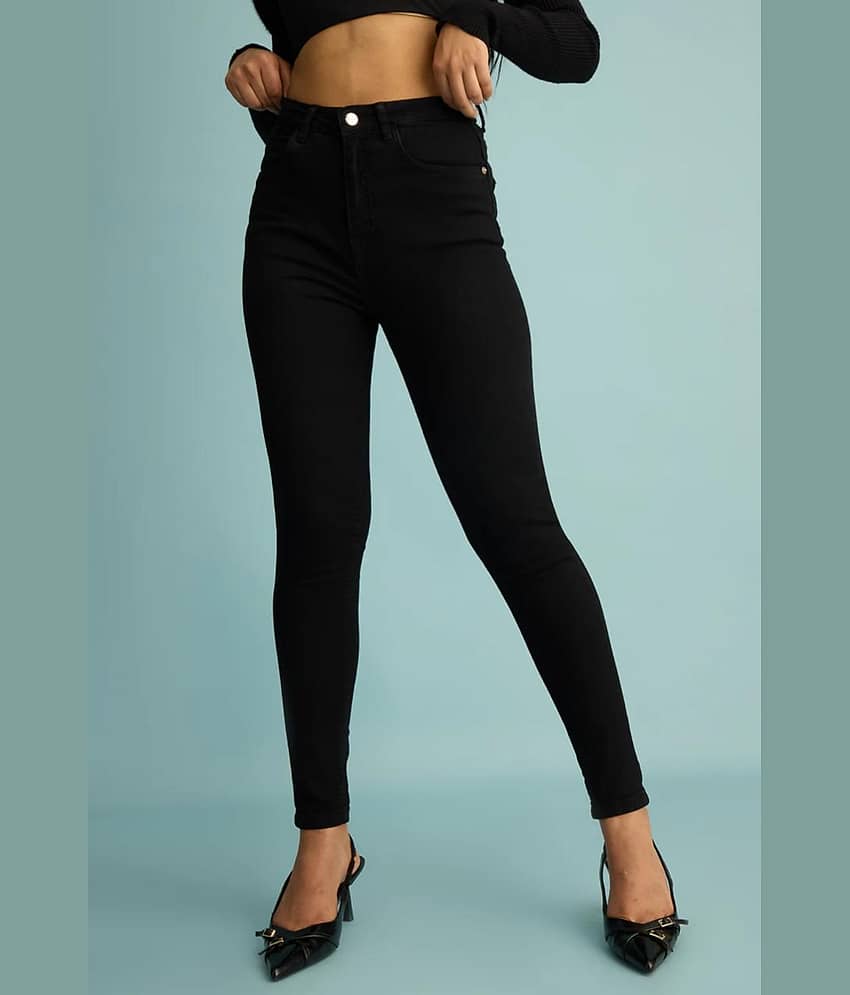 9x denims Women's Skinny Fit High-Rise Jeans ( Black )