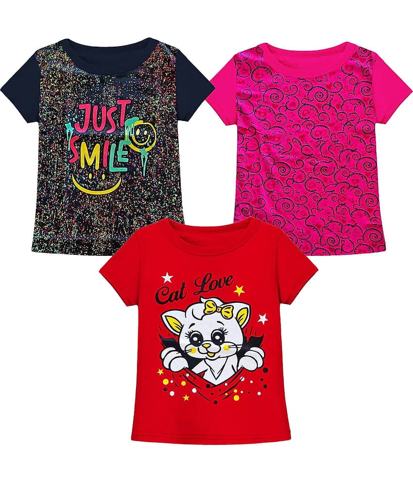 Neduvel Pack of 3 Girls Cotton T-Shirt ( Multicolor 13 )