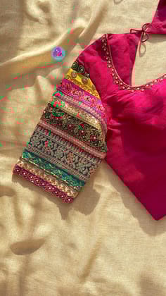 Pure rawsilk maggam work blouse with handmade latkans-2XS