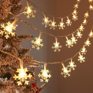 Minha  Snowflake Serial String Lights for Decoration - 14 LED Snow Flake Fairy Lights Waterproof Indoor Outdoor for Home