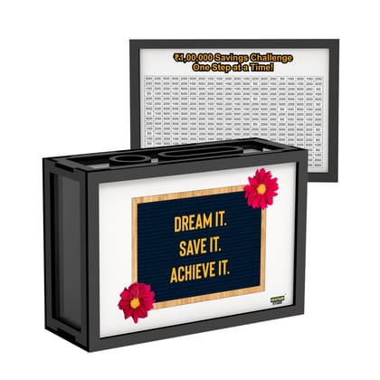 Wooden Money Saving Box for Adults & Kids – Target ₹25,000 / ₹1,00,000 | Colorful Coin Bank with Number Tracker & Transparent Sides | Piggy Bank, Savings Box Gift Idea (Design 2)-25000 SAVING