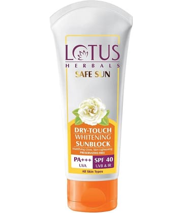 Lotus Safe Sun Dry Touch Whitening Sunscreen Spf 40 Pa+++, Uva, Uvb & Ir Protection, 50G