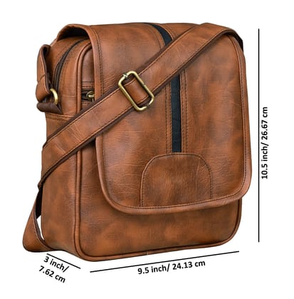 Tan Casual Faux Leather Cross Body Sling Bag For Men SL01