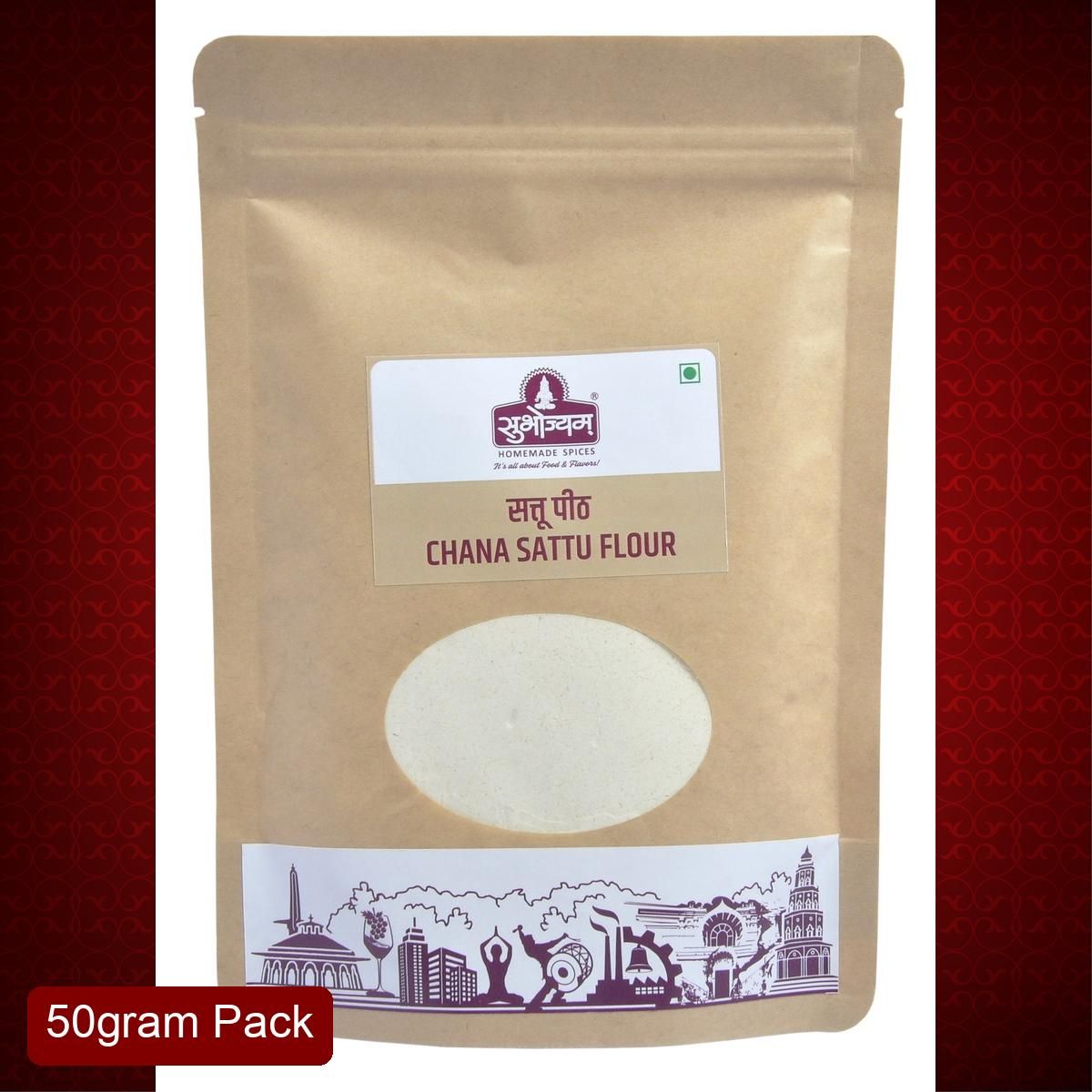 Subhojyam Sattu Aata (50g) | Premium Roasted Gram Flour | Superfood for Sharbat & Litti