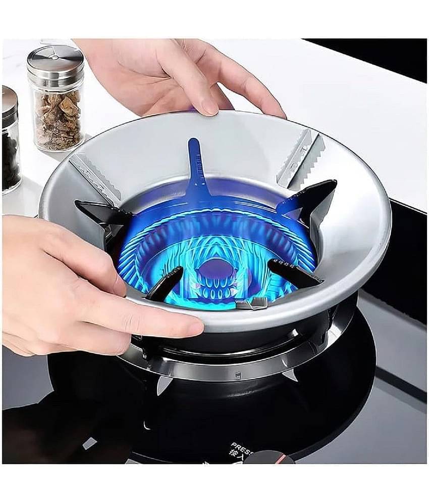 HINGOL Gas Stove Stand Round Burner Stand, Glass top Gas Saver Jail Home Stove Fire & Windproof Energy Saving Stand