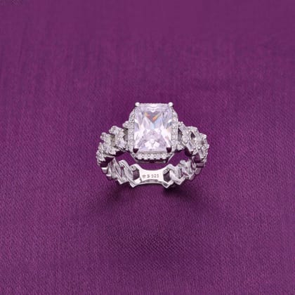 A Bond of Forever Solitaire Silver Ring-White Stone / Silver / US 5 (15.6 mm Diameter)