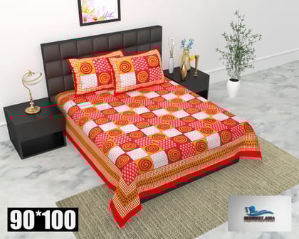 2001-Bedsheet Adda-Pure Cotton Jaipuri Printed Double Bedsheet With 2 Pillow Covers-DESIGN108